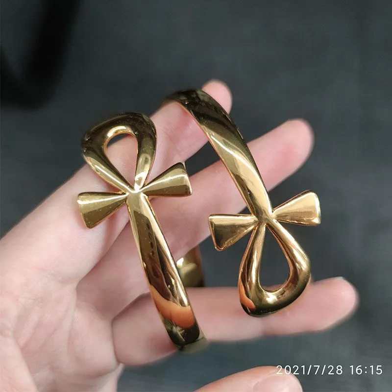 Bangle Cross Egyptian Ankh Life Bangles For Men Women Gold Stainless Steel Bracelet Punk Key Of Bracelets Birthday Jewlery 2022Bangle