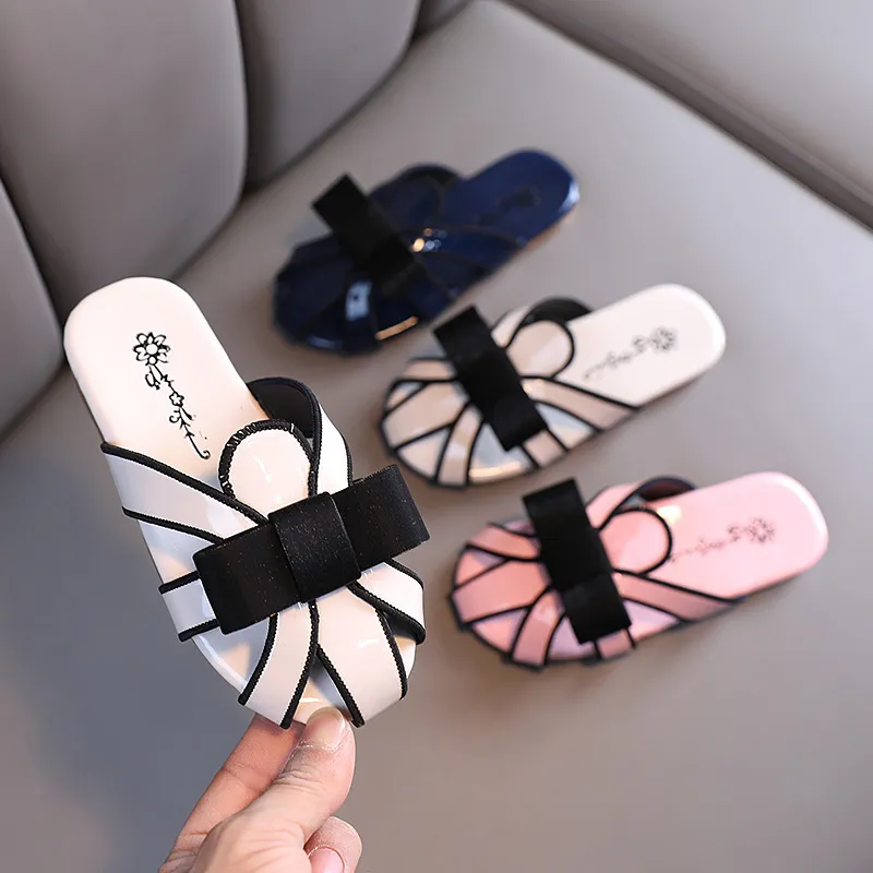 Детские тапочки для девочек Мода неглубокие летние домашние туфли с бабочковым галстуком Крытый Девушки для ванной комнаты Детские слайды E02053 220423