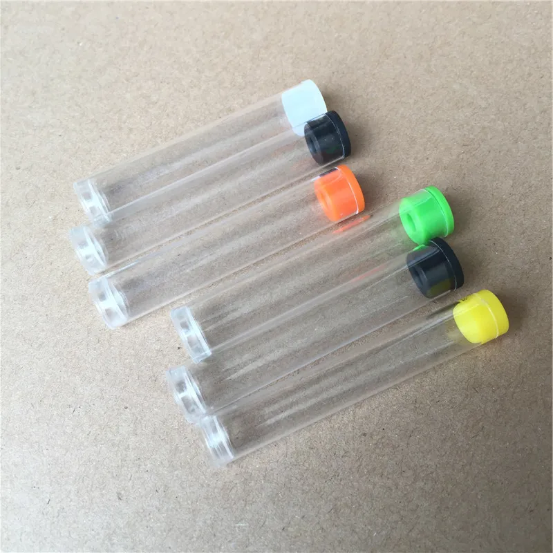 Clear Plastic Packaging Tubes with silicone caps for vape cartridges packaging smellproof