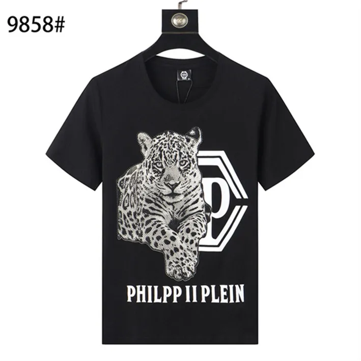 디자이너 남성 PP 두개골 다이아몬드 T 셔츠 짧은 슬리브 브랜드 스프링 및 여름 높이 O- 넥 품질 두개골 TEES Phillip Plain P88 #280