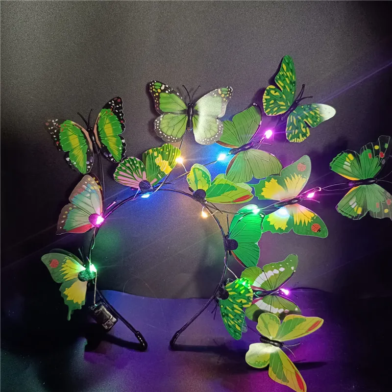 Northern Lights - Light up Butterfly Fascinator Vorkoi LED Butterfly Fascinator Headband For Women Monarch  main image 3