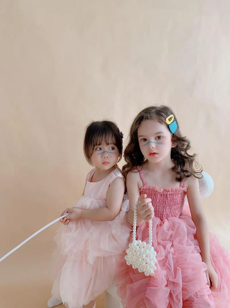 Robes de fille Vêtements de bébé pour les filles Tulle Jarretelles Enfant Mariage Princesse Élégante Robe d'anniversaire Demoiselle d'honneur Fête Été 8 12Y