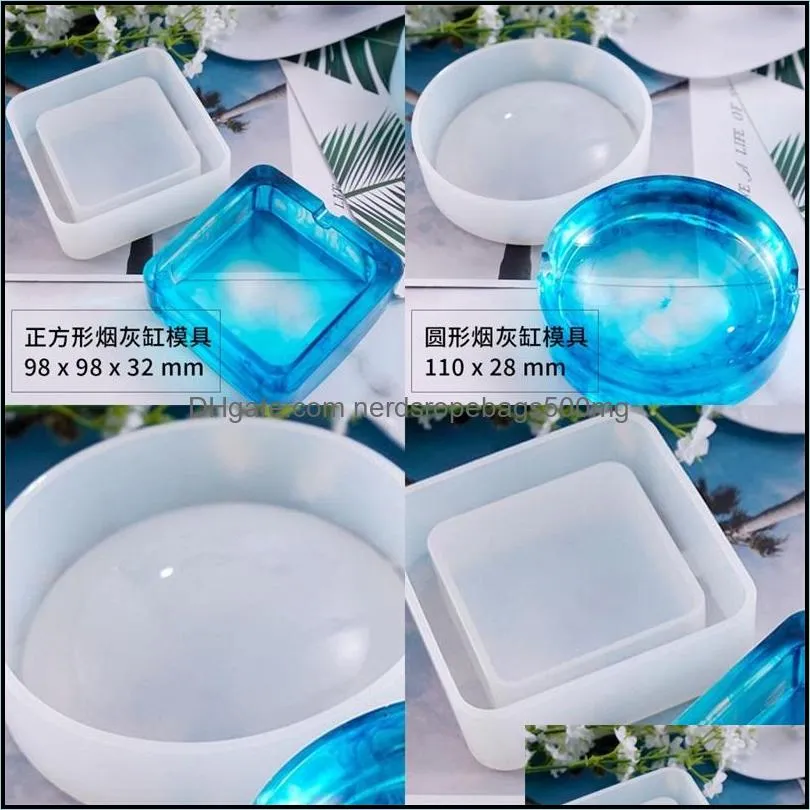 DIY Epoxy Resin Silicone Molds Crystal Drop Glue Small Round Ashtray Mould White Translucent Environmental Craft Tools 7 5ly M2