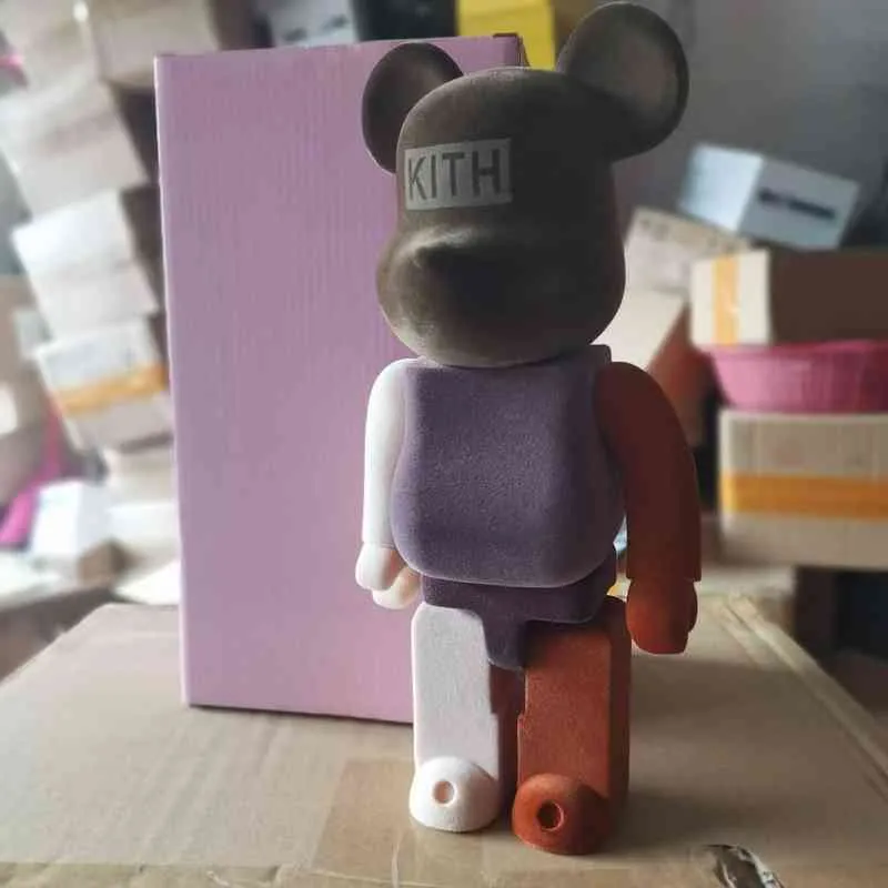 400% Bearbrick KITH Bear Flocking Ornaments Collection Hand Made