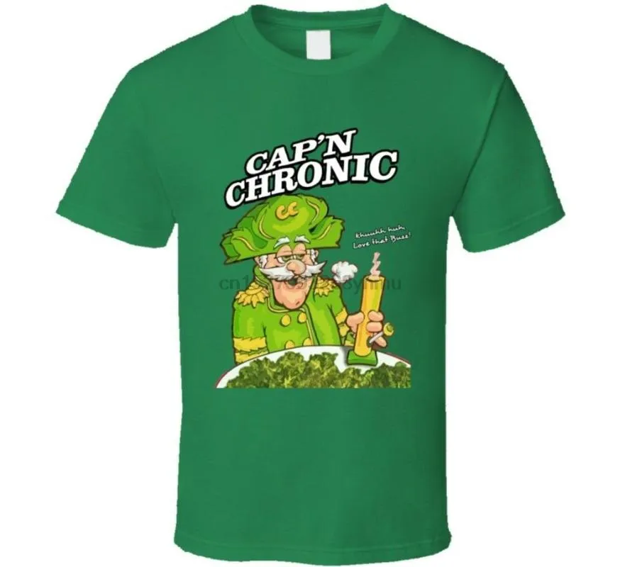 T-shirt dos homens Cap N Capitão crônico Paródia engraçada do cereal camiseta