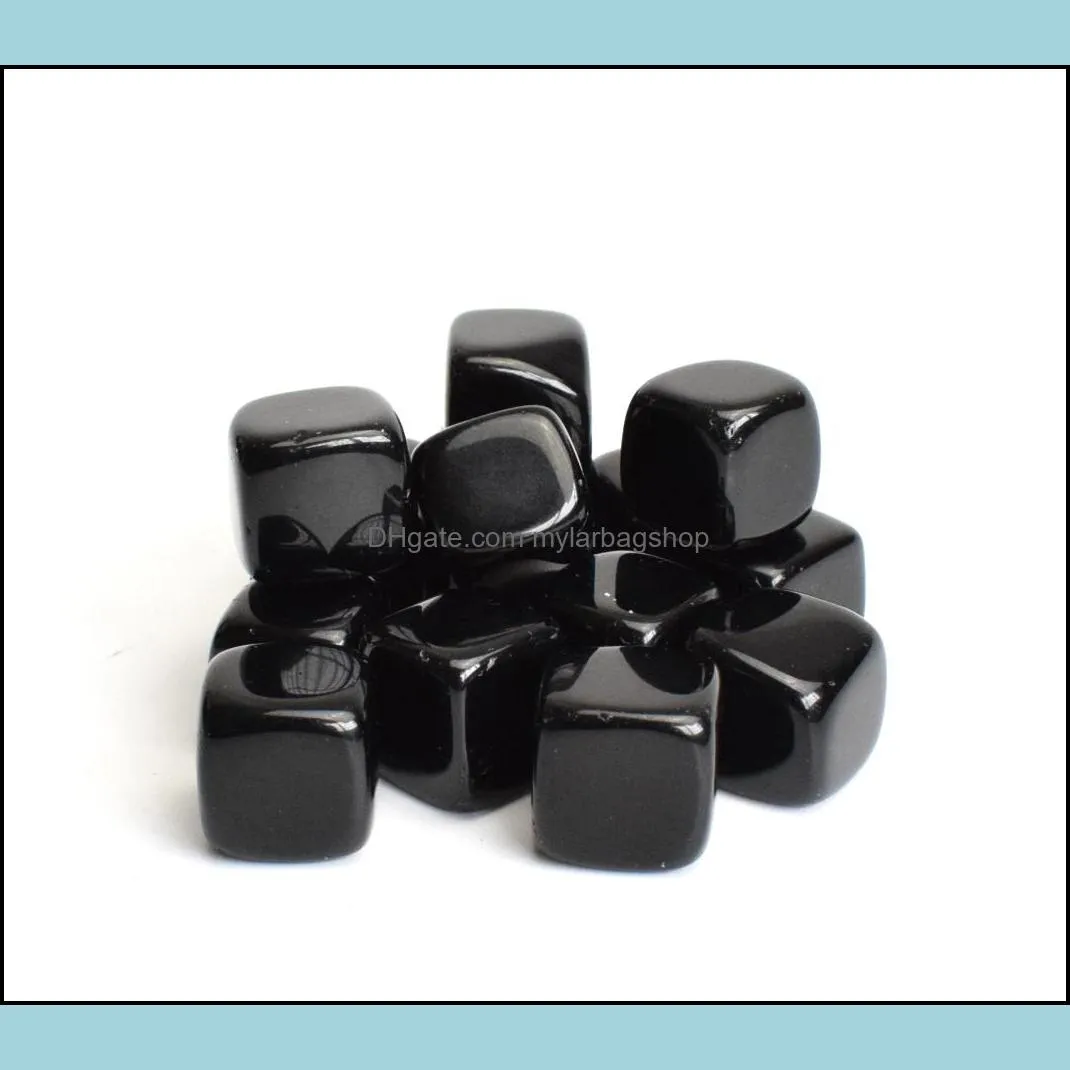 12 lb bulk natural tumbled black obsidian carved cube crystal reiki healing semiprecious stones with a free pouch