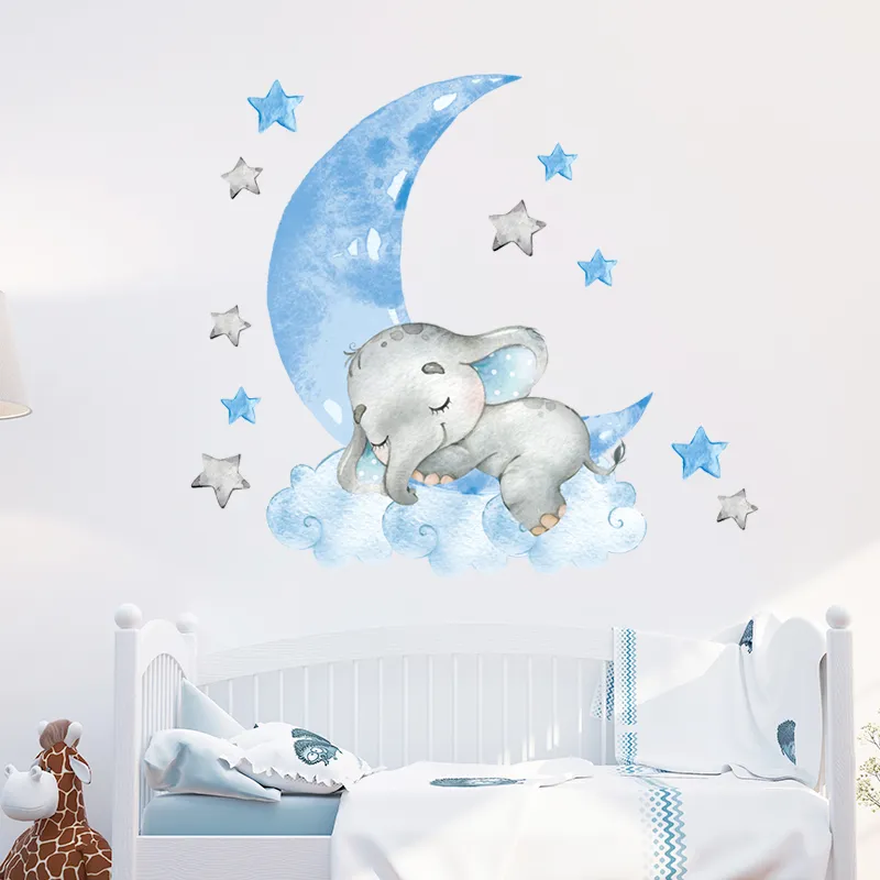 Animals & Airplane Wall Stickers For Kids Room – Nursery Decals With Hot Air Balloon, Elephant, Fox