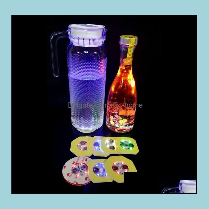 colorful round coasters replaceable battery led light up bottle stickers fashion party cup bottom sticker popular sn1011