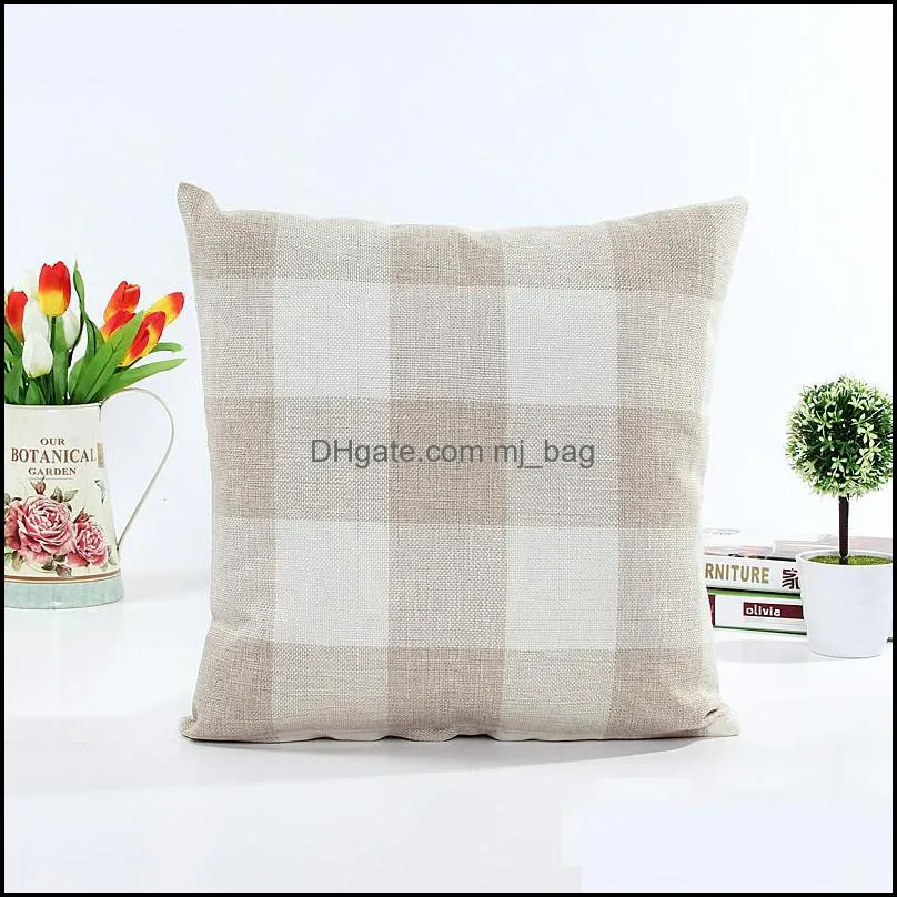 9 styles grid square pillow case double-sided linen lattice pillow 20pcs covers high-end car cushions cases check sofa pillowcase