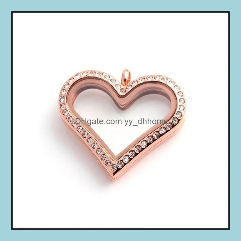 top grade 30mm 316 stainless steel heart floating locket glass frame memory floatings charms lockets pendants jewelry wholesale