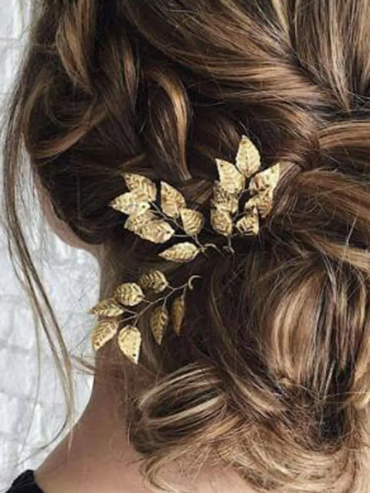Elegant Brown Fur Hair Accessory Gold Decorations Amazon.com : BARTOSI Moon Star Wedding Hair Clips Gold  main image 3
