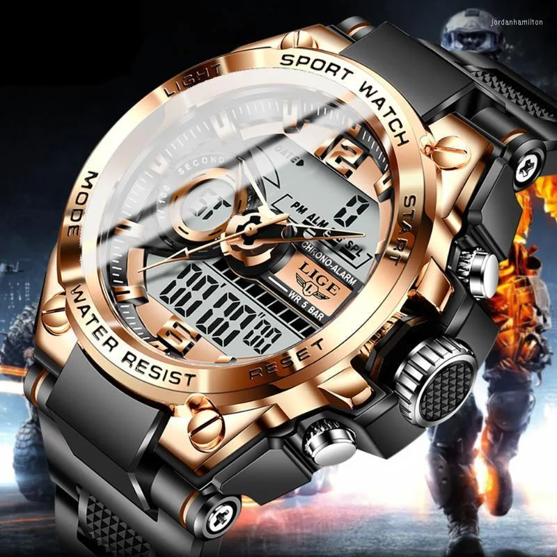 Polshorloges Lige merk Diver Digital Watch Militaire Sport horloges Mode Waterdicht elektronische polshorloge Mens 2022 Relogio masculine