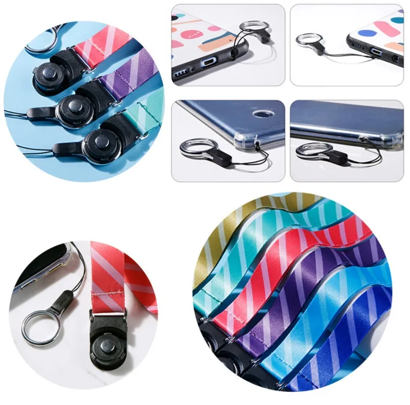 Neck hanging rope lanyard Strap Rotating Clasp 2 in 1 for Mobile Phone ID Card Holder Keychain Keys Earphone Accessories Straps