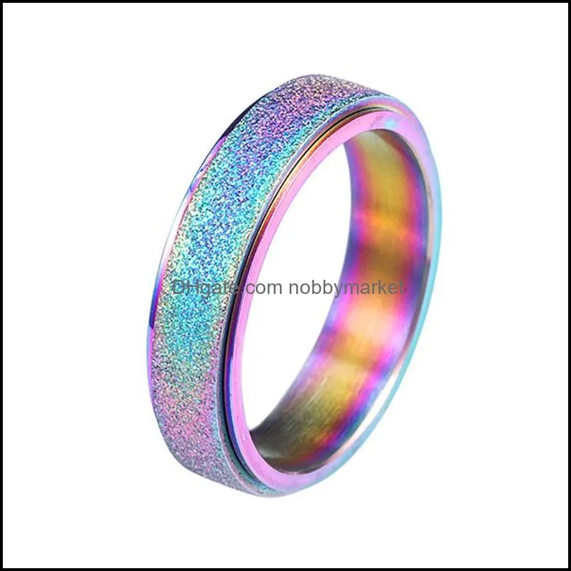 Wedding Rings For Women Stainless Steel Spinner Ring Sand Blast Finish Comfort Size 6-13 Simple Jewelry Wholesale Christmas Gift