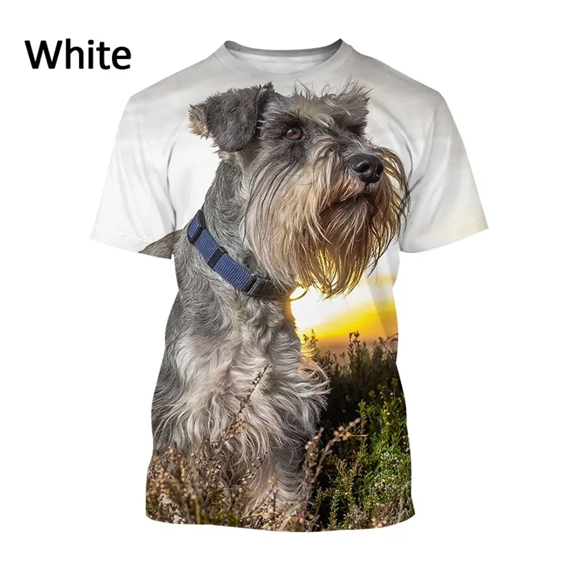 シュナウザー子犬3D Tシャツ男性と女性カジュアルかわいい犬Tシャツスタイル動物プリントストリートウェアトップ220619