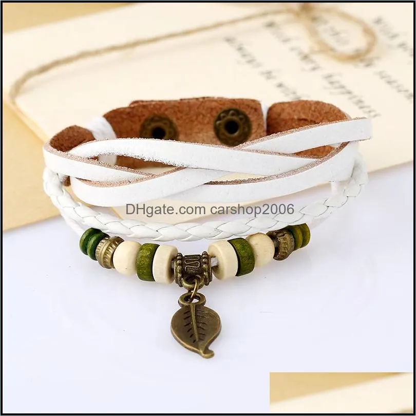 men leather bracelet hot sale wrap handmade charms bracelets wristbands bangles for women man fashion jewerly wholesale free shipping