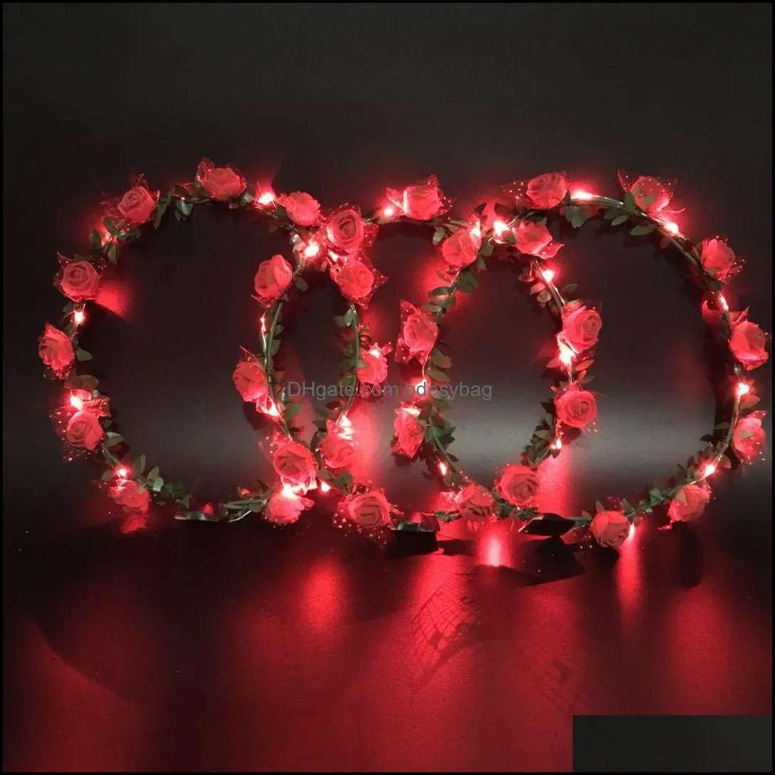 new luminescent valentine`s day simulation flower foam with lamp garland headpiece valentine`s day gift ornaments party small gifts