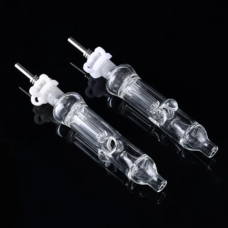 Nector Collectors Kit Smoking Accessories 10mm 14mm Joint Straw Glass Bongs Oil Rigs Mini Nector Collector with Titanium Nail Small Tobacco Tools