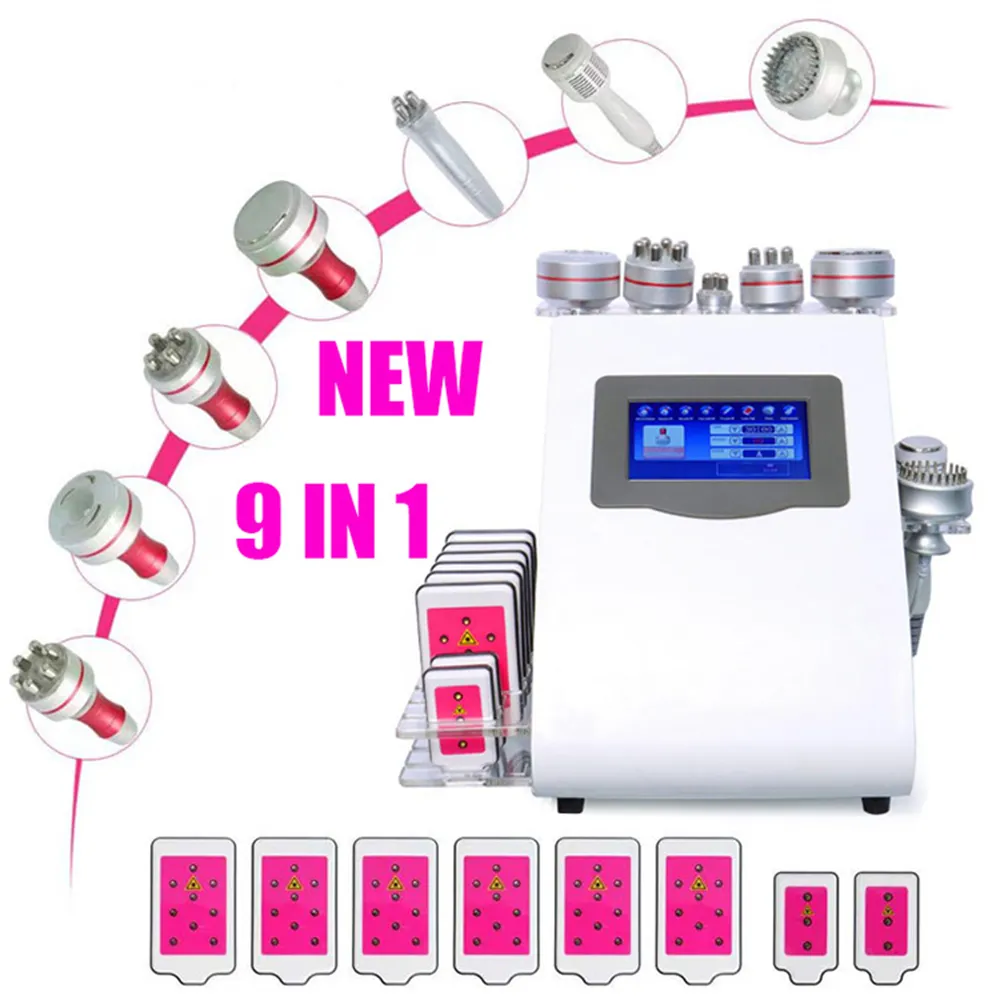 Stock aux États-Unis Professionnel 9 en 1 40k Cavitation ultrasonique Minceur Machine Liposuccion sous vide RF Lipo Laser Photon Micro Thérapie actuelle Corps Sculpting pour une utilisation en salon