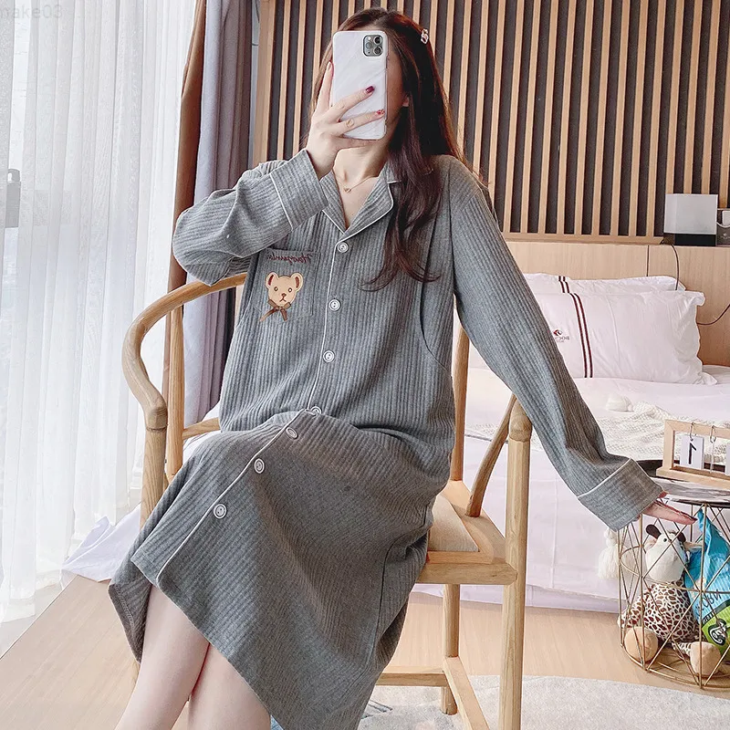 Sleep Lounge Cotton Maternity Wear Suknie pielęgniarskie Pajama L J220823