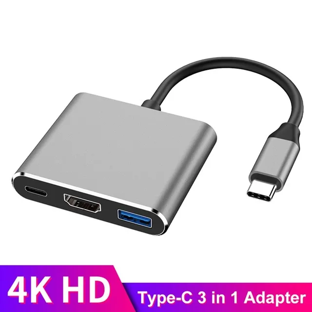 Typ-C HUB USB C zu HDMI-kompatibler Splitter USB-C 3 IN 1 USB 3.0 PD Schnelllade-Smart-Adapter für MacBook