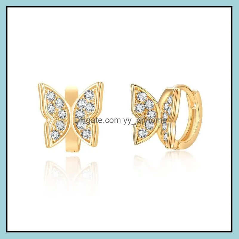 Butterfly Hoop Earrings Silver Gold Plated Ear For Women Elegant Sweet Korea Design