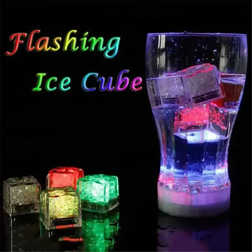 LED Ice Cube Multi Color Changing Flash Night Lights Liquid Sensor Water Submersible For Christmas Wedding Club Party Decoration Light lamp B0713dx