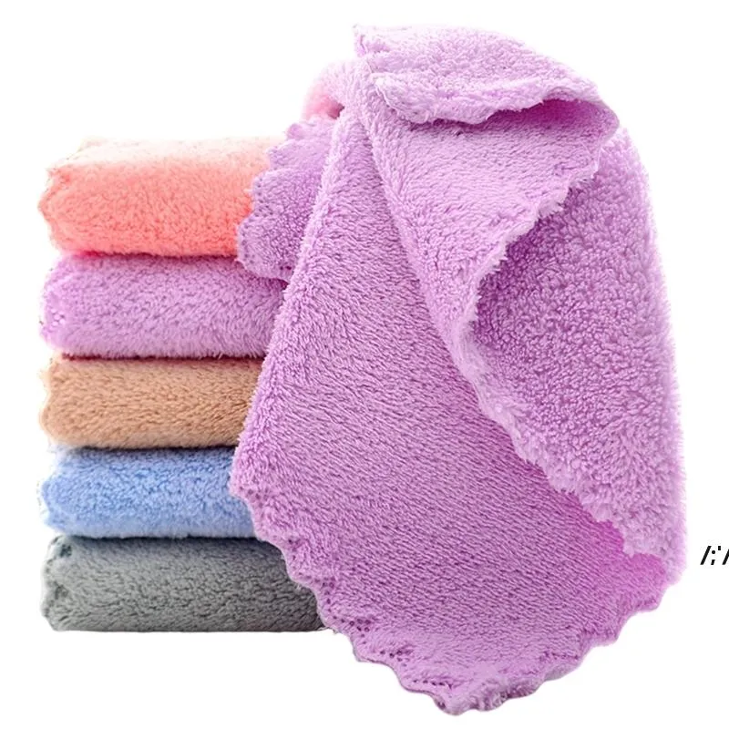 Soft Kitchen Towel Coral fleece Wiping Rags Super Absorbent Non-stick Oil Cleaning Cloth Remover Dish Car Hand Towels Lint by sea JJLA12820
