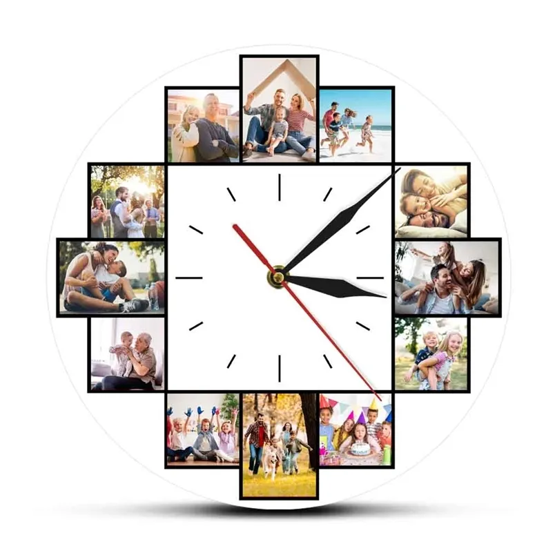 Collage Pos Instagram Collage Collage acrylique Imprimé Horloge Picture personnalisée Mur Hanging montre Gabille