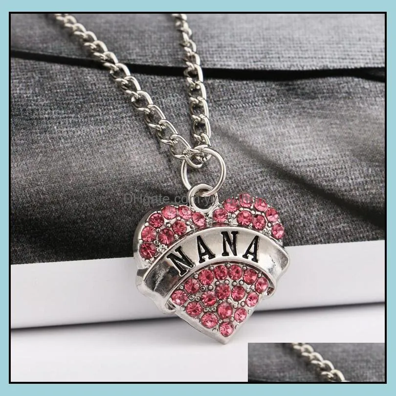 Diamond Peach Heart Pendant Necklaces Mother`s Day Gift Family Daughter Sister Crystal Necklace