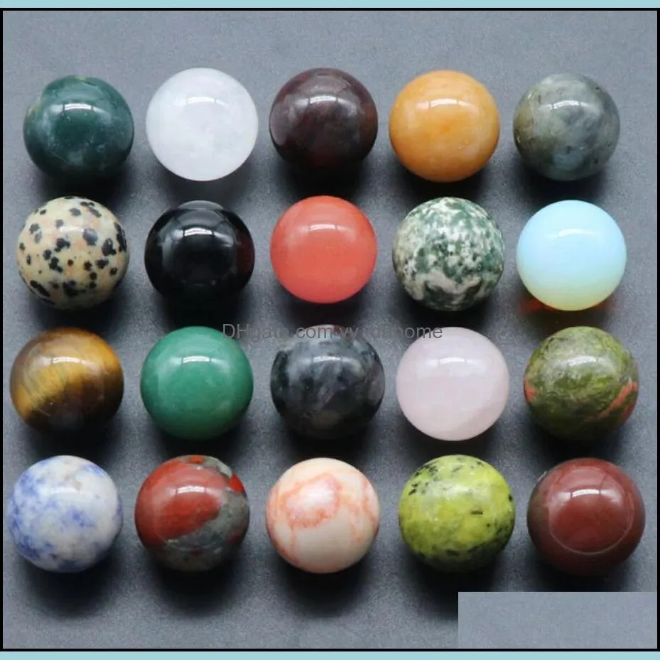 20mm natural stone round quartz stone jewelry beads ball charms no hole healing pink crystal diy decoration