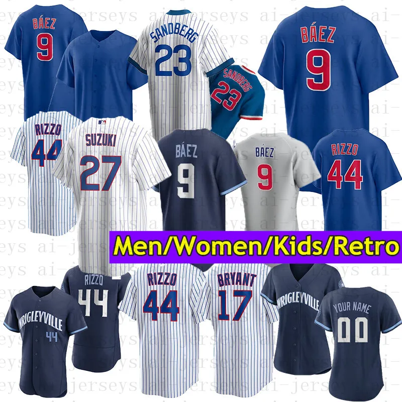 Maillots de baseball de Chicago Contreras Suzuki Seiya Marcus Happ Kyle Hendricks Deichmann Ryne Sandberg Stroman Ian Patrick Sagesse Greg David Bote