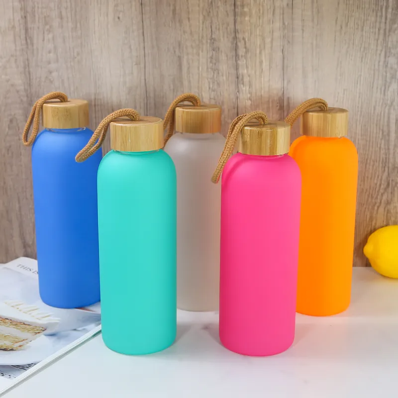 25oz sublimatie glazen water fles matte heldere kleurrijke glazen diy wijnglazen warmteoverdracht tumblers bierbekers 6 kleuren mokken a12