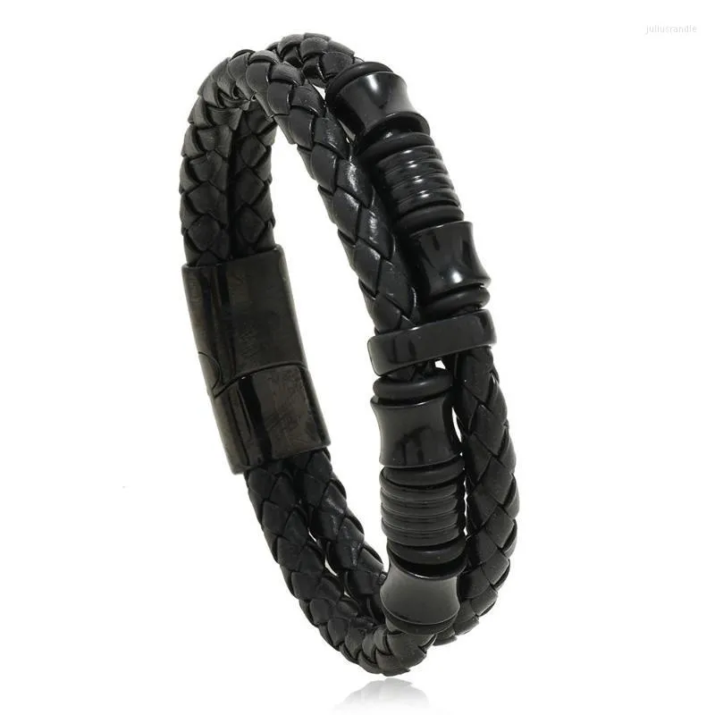 Link Chain Viking Woven Leather Wrapped Armband Men's Classic Handsome Party Gift Rope Magnetic Buckle Wholesalelink