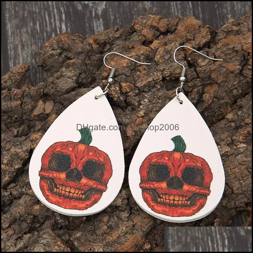 Horror Thriller Clown Bloodstained Leather Charm Earring Ins Design Hallows Day Earrings Personality Temperament Net Red Explosion Simple and Wild Ear