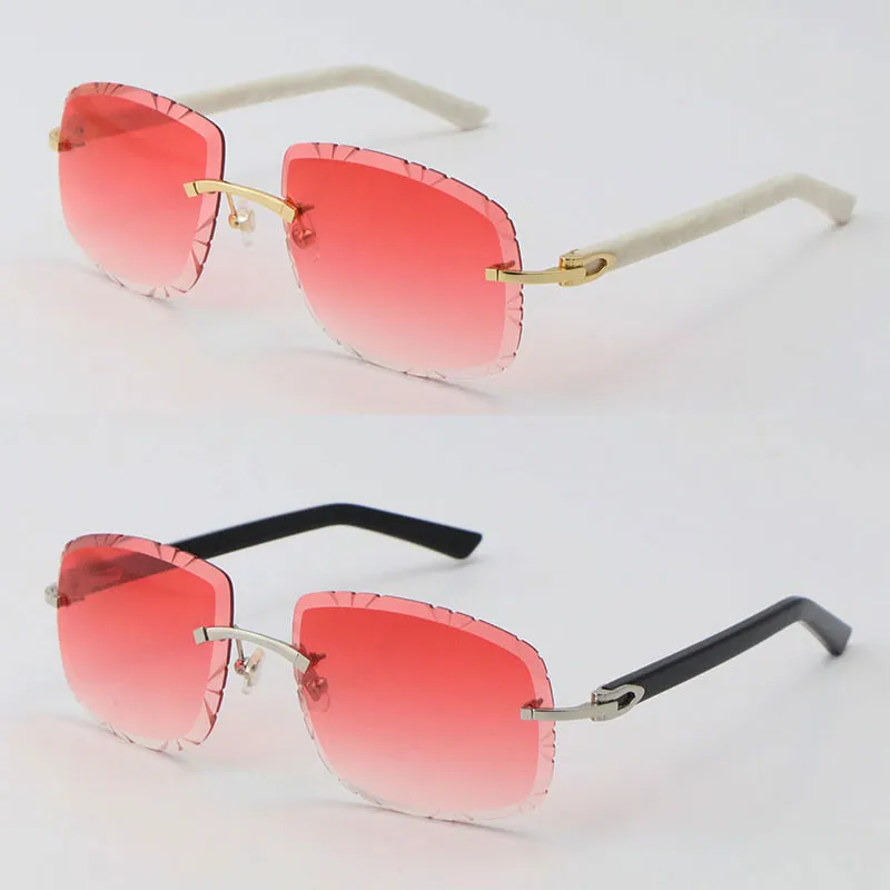 Großhandelsfrauen-Mann-Art- und Weiserandlose Sonnenbrille für Männer C-Dekoration Adumbral 18K Goldmetallrahmen-Sonnenbrille Unisexbraun-Silber-Grau-Mischfarbe UV400-Linse Heiß