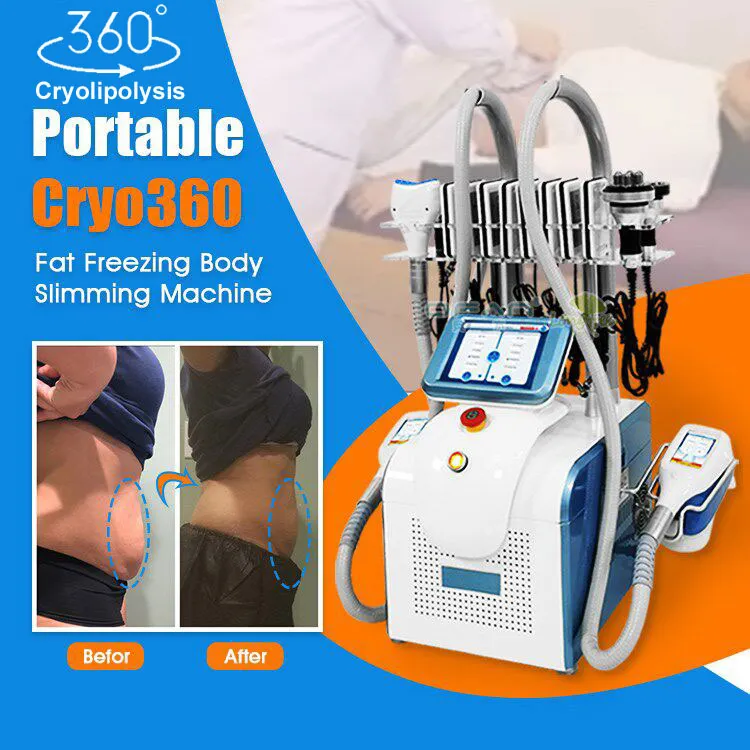 Professional 5 Cryolipolysis Handles 360 double chin cryo cooling Cool Tech Fat Freezing Lipo laser Cavitation RF Weight Reduce Machine For Sale
