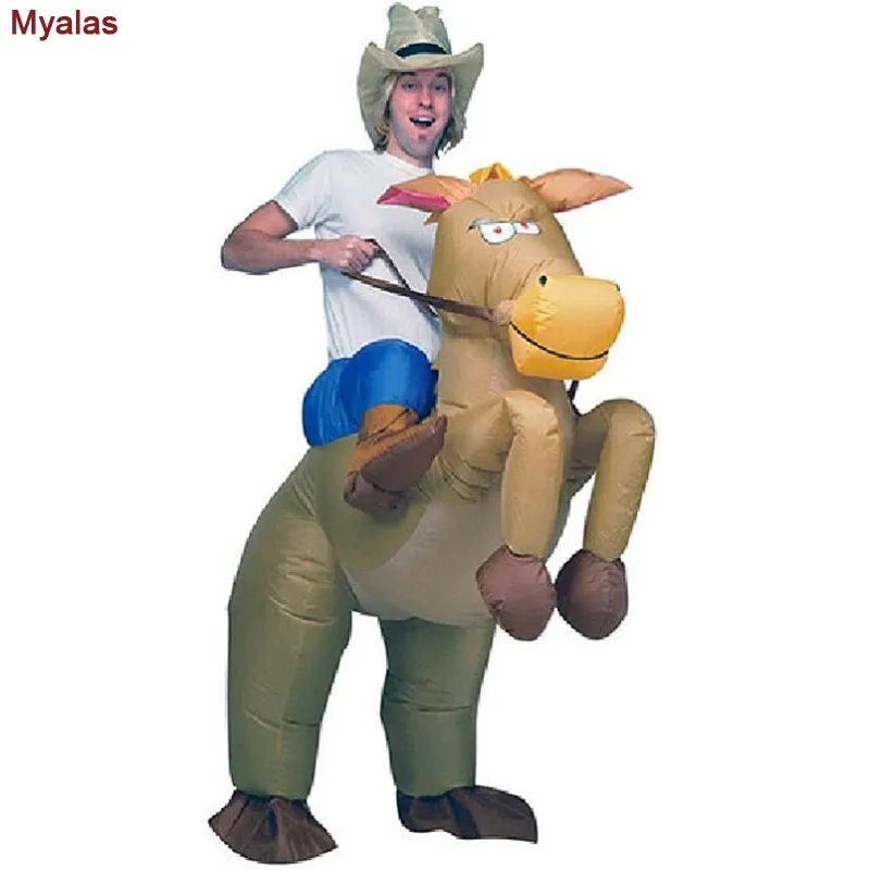 Costume de poupée mascotte Pourim Cowboy Rider Horse Costume gonflable Halloween Carnaval Licorne Dinosaure Canard Abeille Coq Costume Pour Enfants Adultes