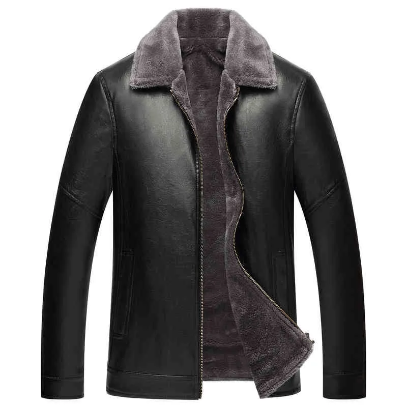 Casual Warm Men Winter Jacket Male Faux Leather Pu Leather Jacket Brown Fluffy Jacket Plus Size 5xl 6xl Fausse Fourrure Epaisse Coupe Vent L220725
