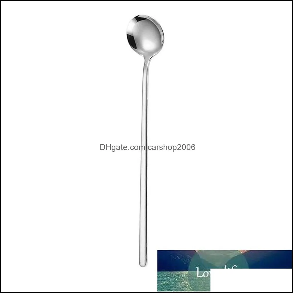 1Pc Stainless Steel Round Tea Coffee Spoon For Ice Cream Dessert Long Handled Spoon Cutlery
