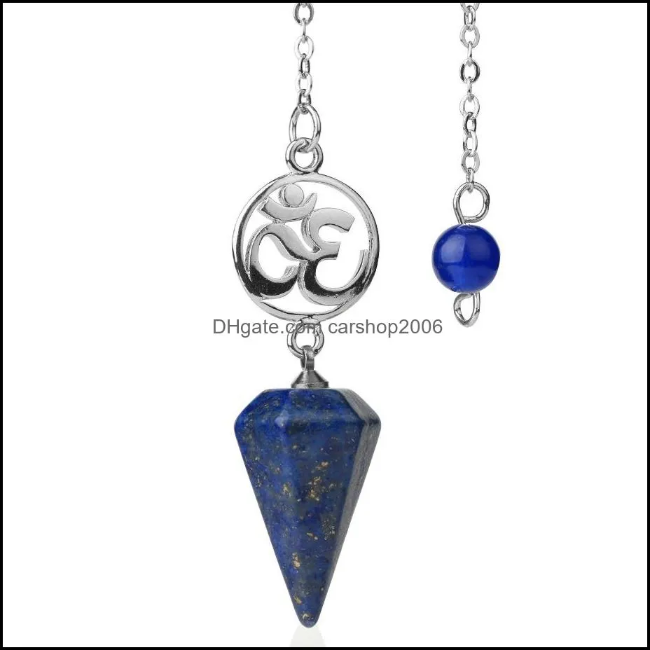 seven chakra stone divination dowsing cone point yoga pendulum pendant amulet wicca pendulo meditation for men women
