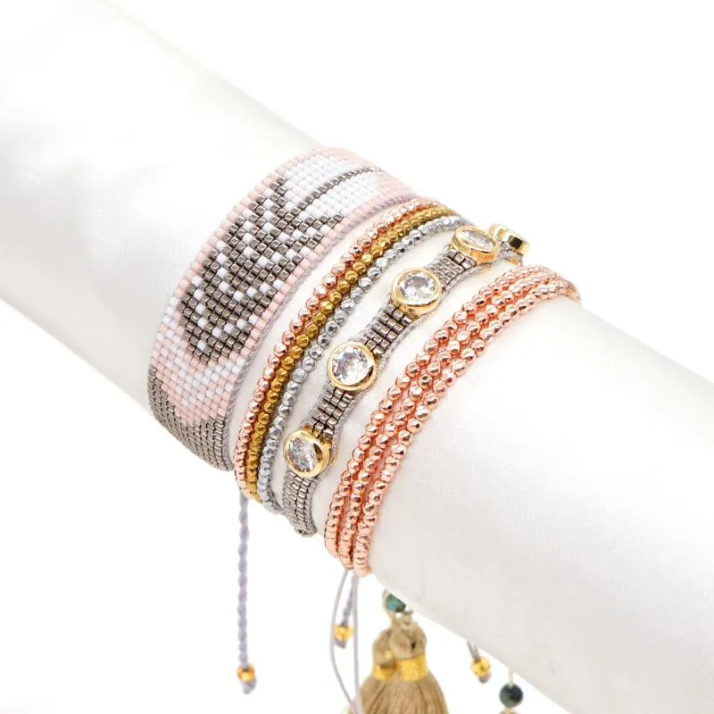 Charm armband go2boho miyuki set pil mönster armband smycken för kvinnor gåva mexikansk flerskikt hematit pärlstav pulseras femmecharm