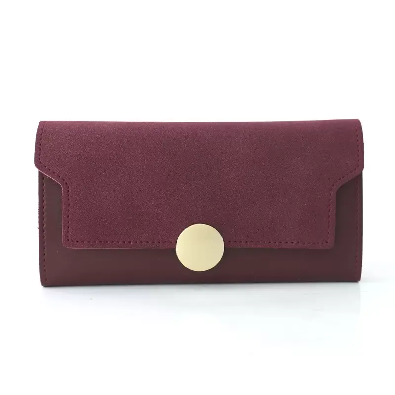 Mode portefeuille femmes Long métal moraillon en cuir mat porte-monnaie porte-carte femme multifonction embrayage téléphone sac pince à billets