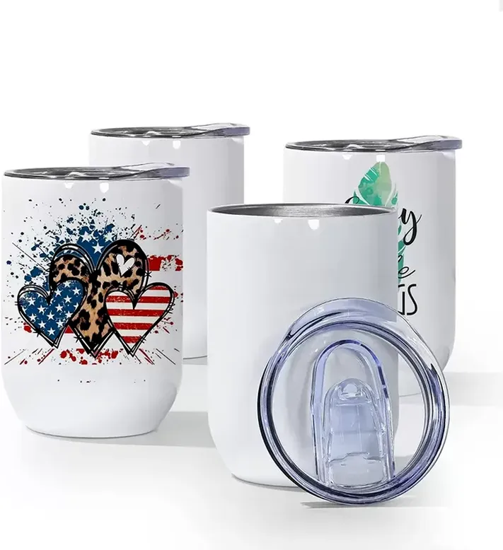 FECBK 6-Pack 16oz Sublimation Tumbler Cups With Lids & Straws - Stainless Steel, Vacuum Insulated, Can Shaped