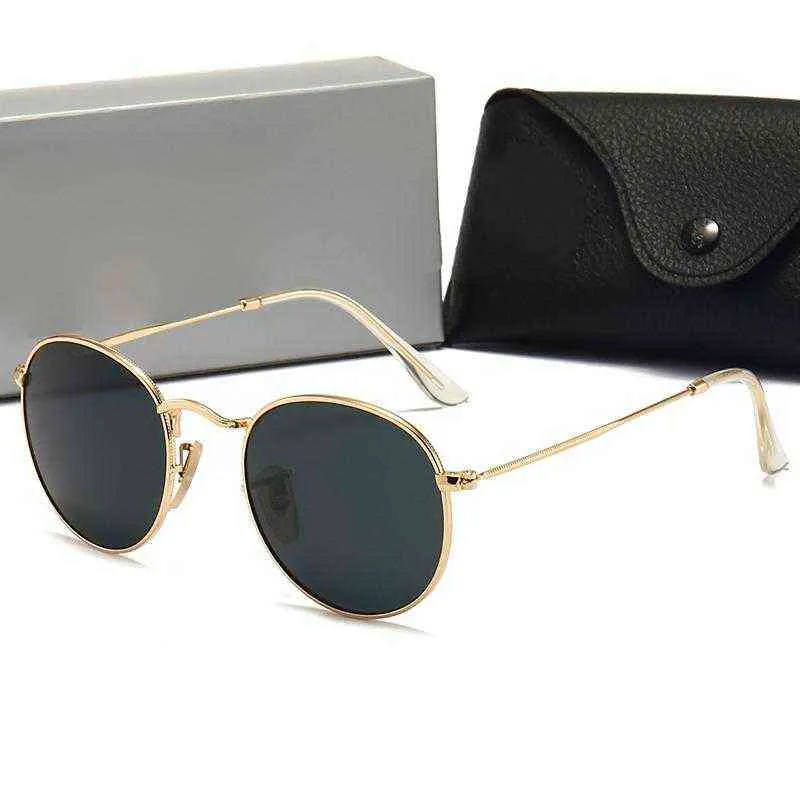 Fashion Round Sunglasses Brand Design UV400 Eyewear Metal Gold Frame TR90 Sun Glasses Men Women Mirror Sunglasses Polaroid Glass Lens With Box And Case