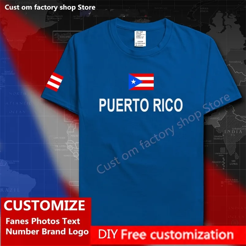 Puerto Rico camisa personaliza fãs de camisa DIY Número da marca Tshirt High Street Fashion Hip Hop Loose Casual Camiseta PRI PR 220616GX