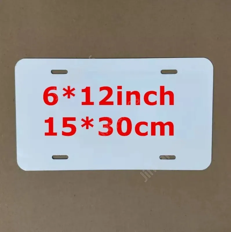 Placas de placa automotiva de alumínio de alumínio de sublimação Tag Tag para o trabalho de design personalizado 0,5 mm espessura 15x30cm 4hos 600pcs Sea Shipping DAJ482
