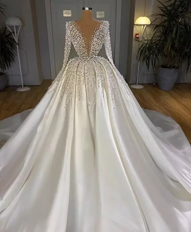 2022 Blanc Satin Turc Une Ligne Robes De Mari e Duba Arabe