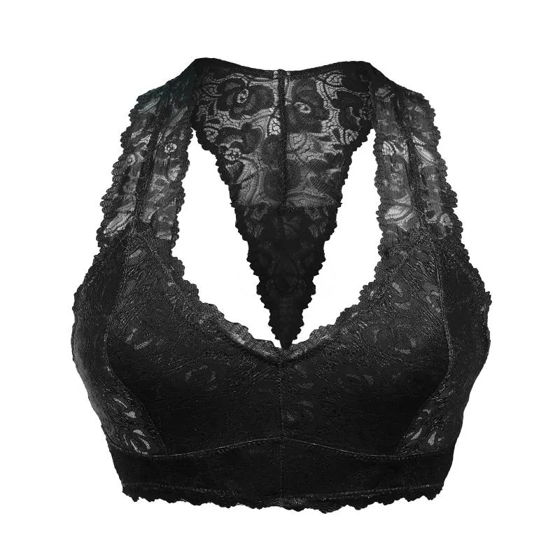 Basker kvinnor plus storlek Vest Crop Wire Free Bra Lingerie Sexig V Neck Underwear With Chest Pad S 5xlberets