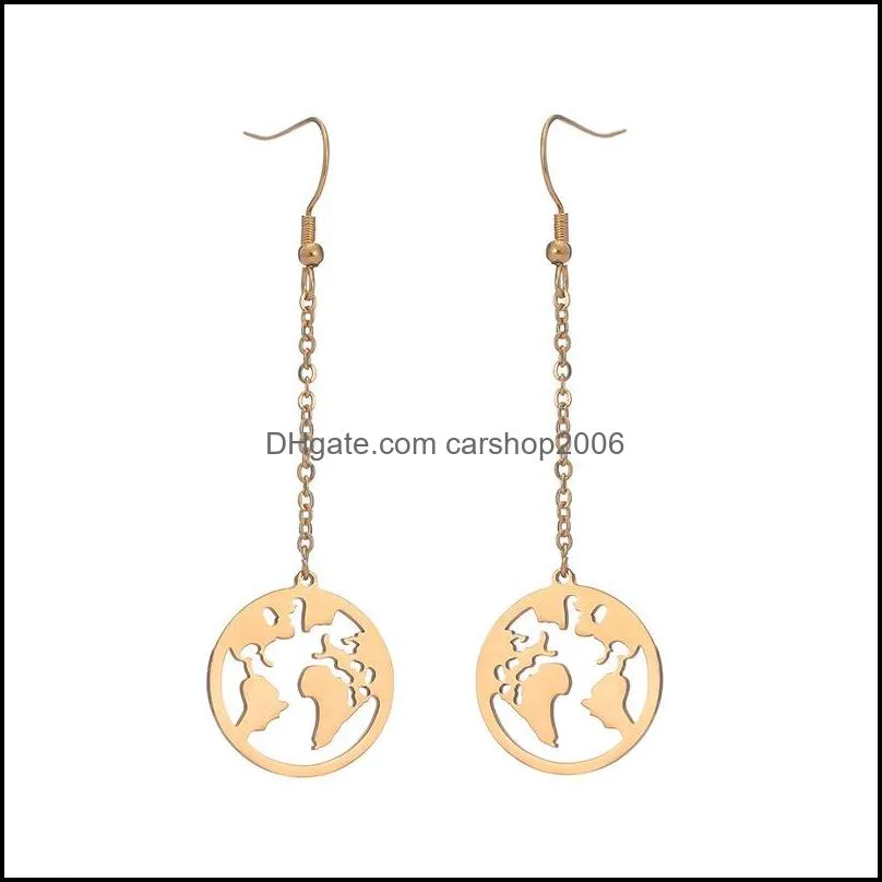 Vintage Hollow World Map Earrings Dangle For Women Geometric Round Earrings Jewelry Simple Personalized Dangle Earring Gifts